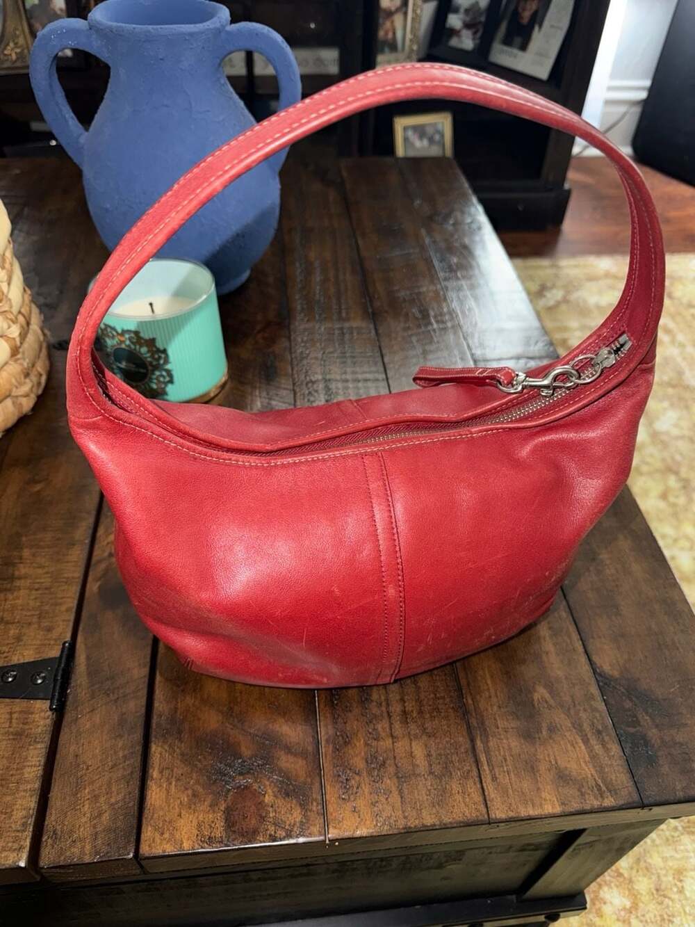 Vintage Coach Red Leather Ergo Shoulder Hobo Bag
